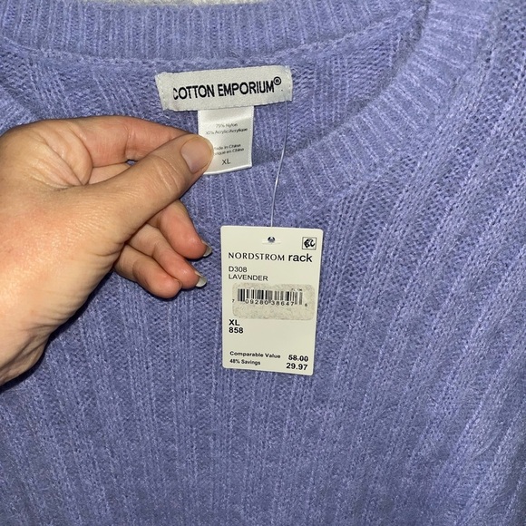Cotton Emporium Lilac Crew Neck Sweater XL NWT - Picture 2 of 3